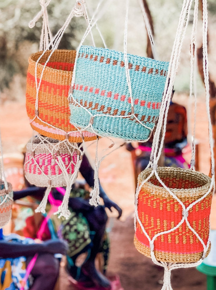 Handmade woven sisal plant hangers